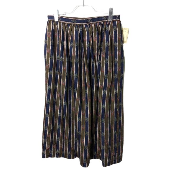 Vintage 80's Susan Bristol Maxi Skirt Striped Floral Print Boho Peasant NWT - Picture 1 of 9